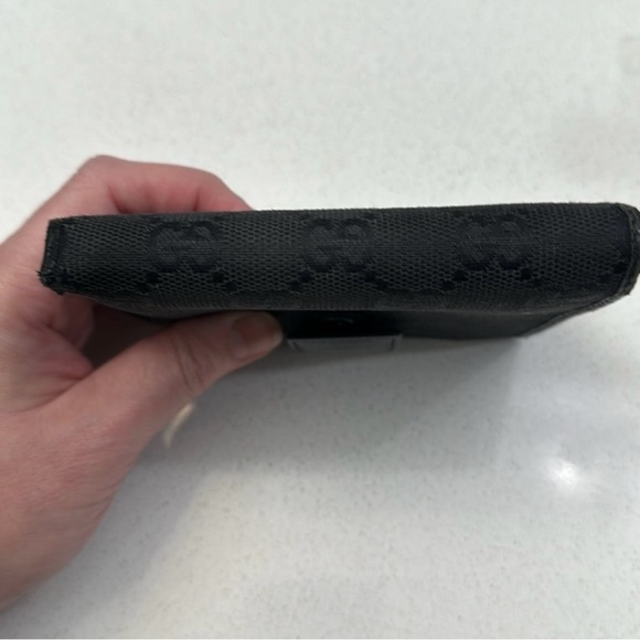 EUC Gucci Monogram Double Snap Wallet Black - Picture 6 of 7